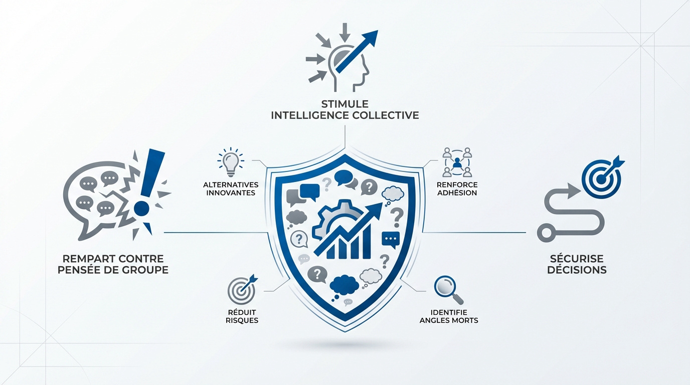 Un bouclier symbolisant la protection des décisions stratégiques par l'objection managériale