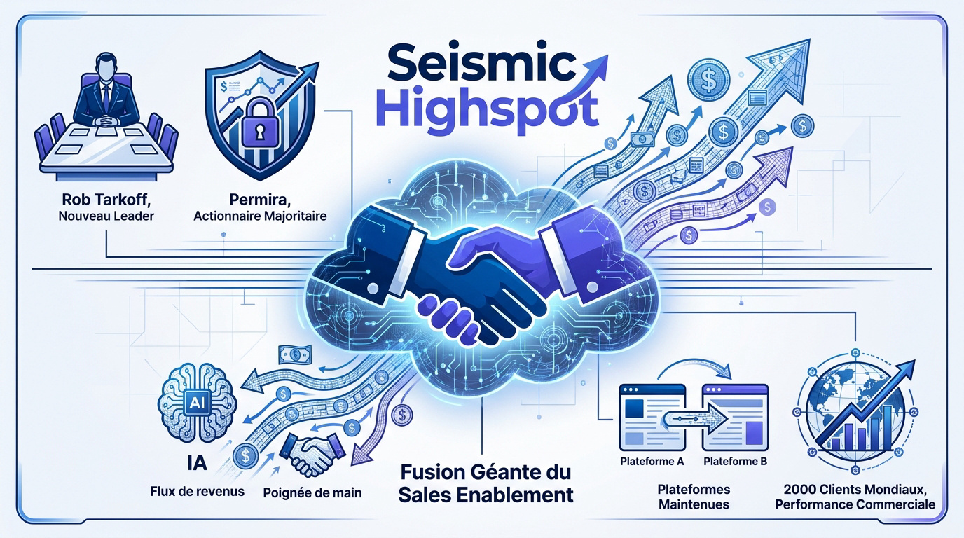 Illustration de la fusion stratégique entre Seismic et Highspot pour le futur du sales enablement