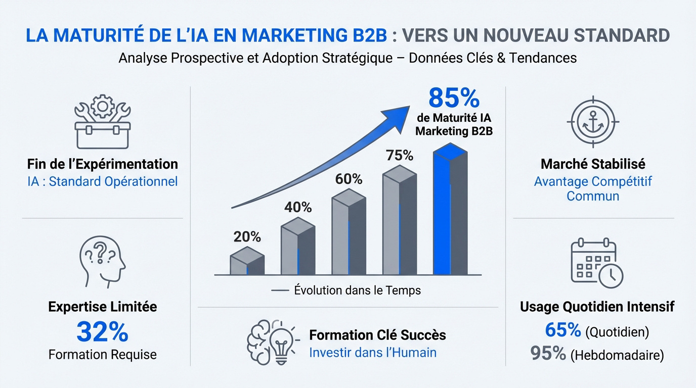 Graphique montrant l'évolution de l'adoption de l'IA dans le secteur marketing B2B en France en 2026