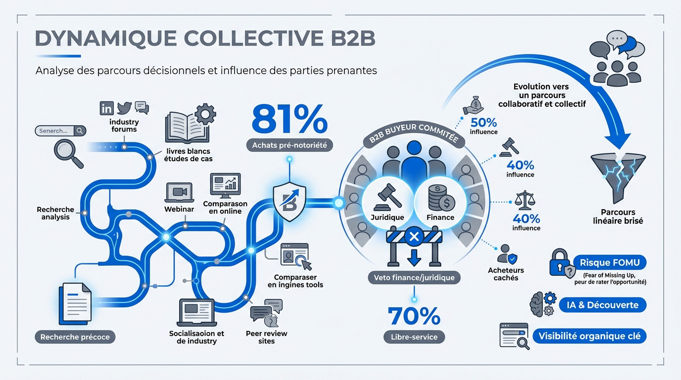 Schéma des dynamiques collectives et du parcours d'achat B2B moderne