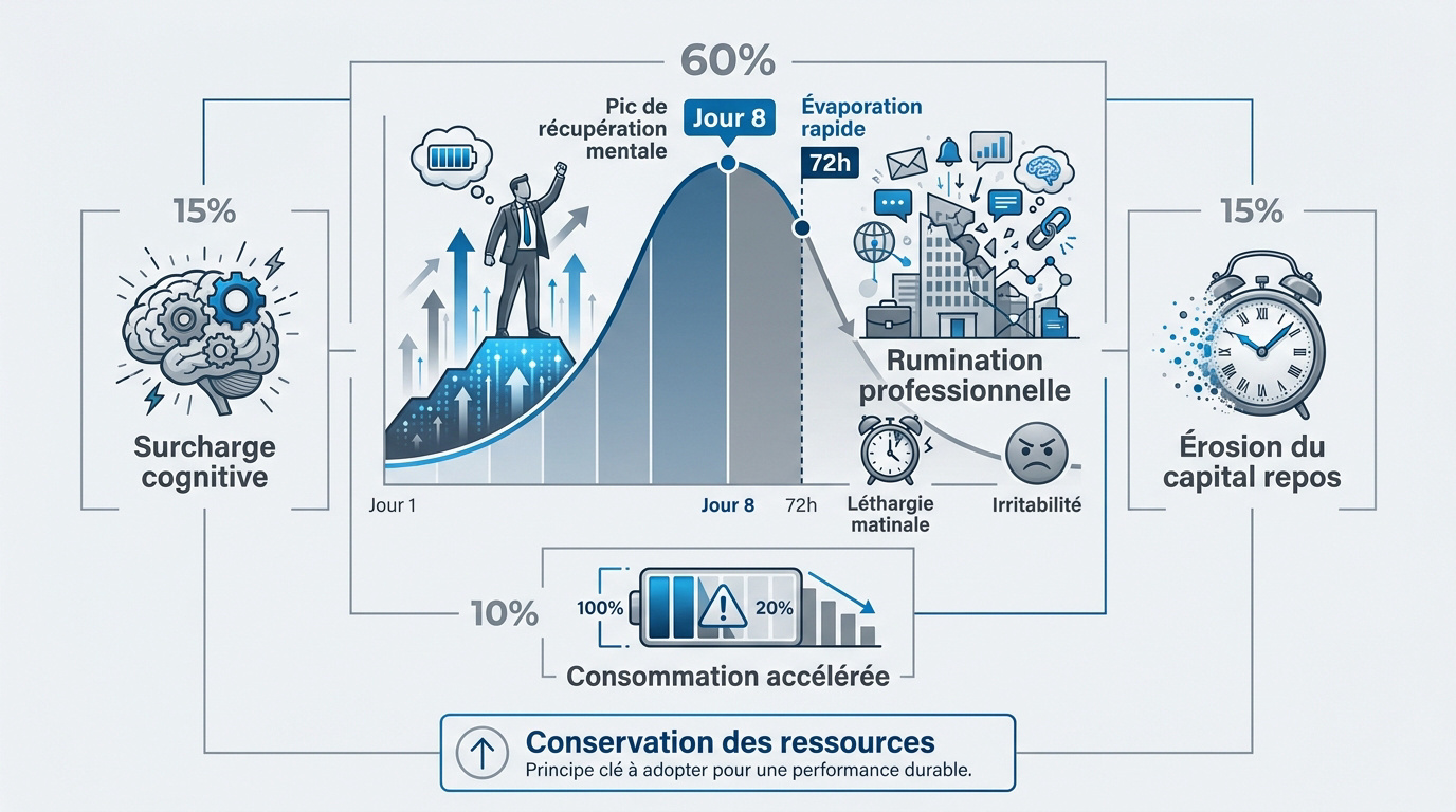 Graphique illustrant le cycle de la performance mentale et les risques de surcharge cognitive chez les cadres
