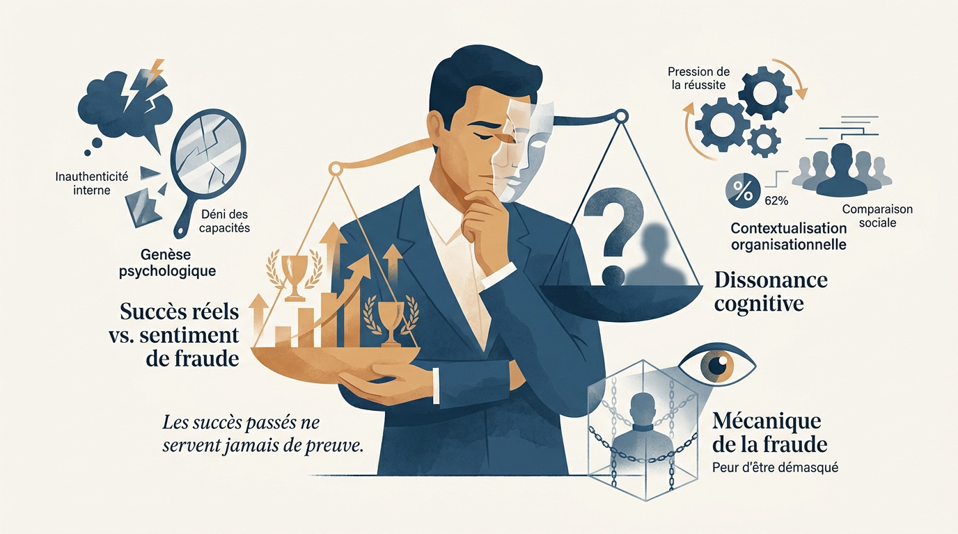 Représentation visuelle de la dissonance cognitive et du poids psychologique du succès chez le manager
