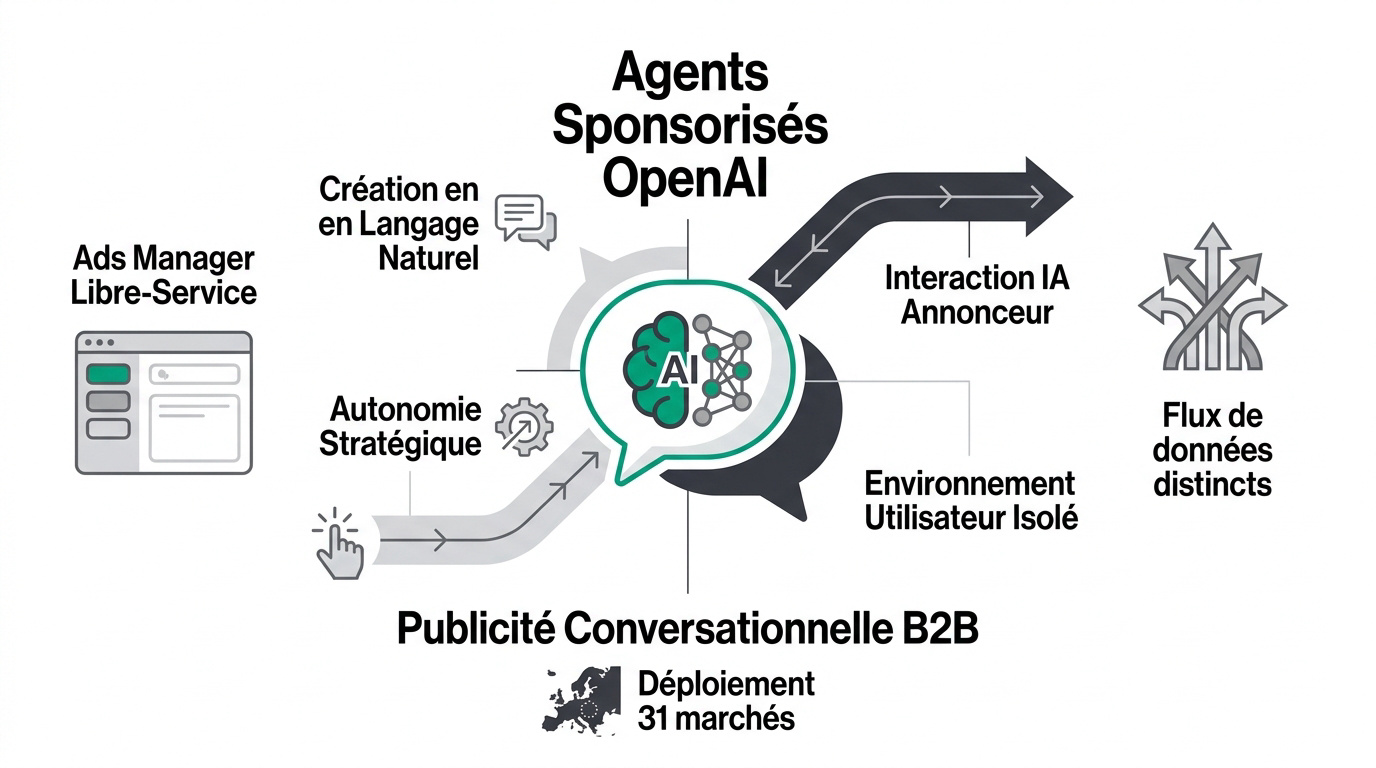 Interface des Sponsored Agents OpenAI pour le marketing conversationnel B2B