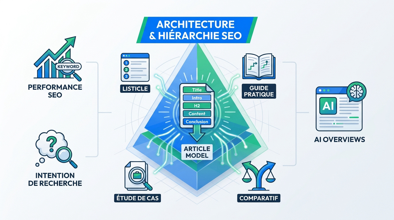 Schéma de l'architecture et hiérarchie SEO pour le maillage interne