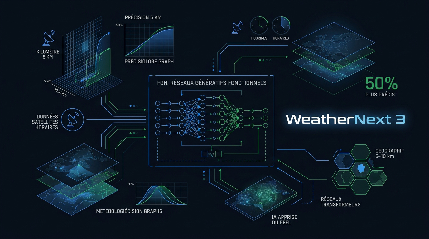 Architecture réseau génératif fonctionnel FGN de WeatherNext 3
