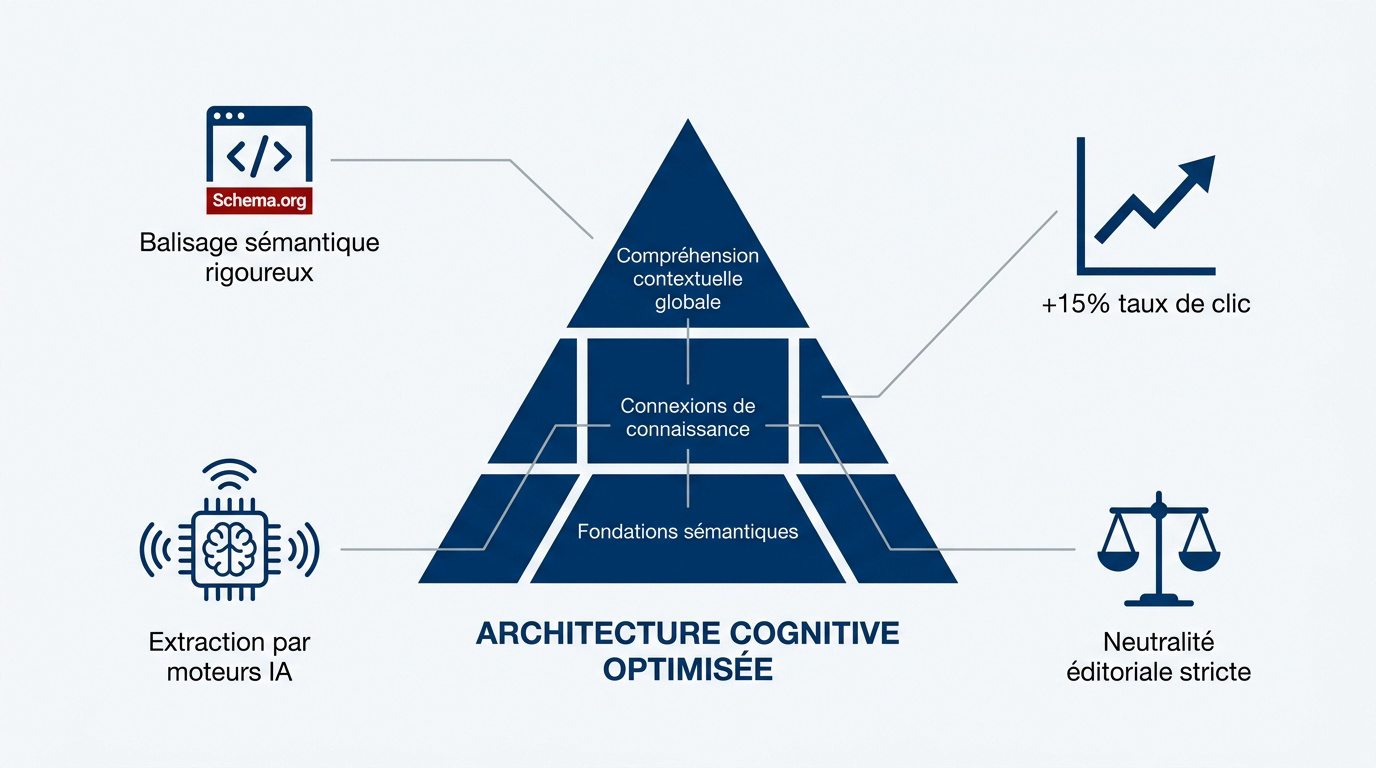 Schéma de l'architecture cognitive optimisée pour le référencement naturel et la lecture numérique
