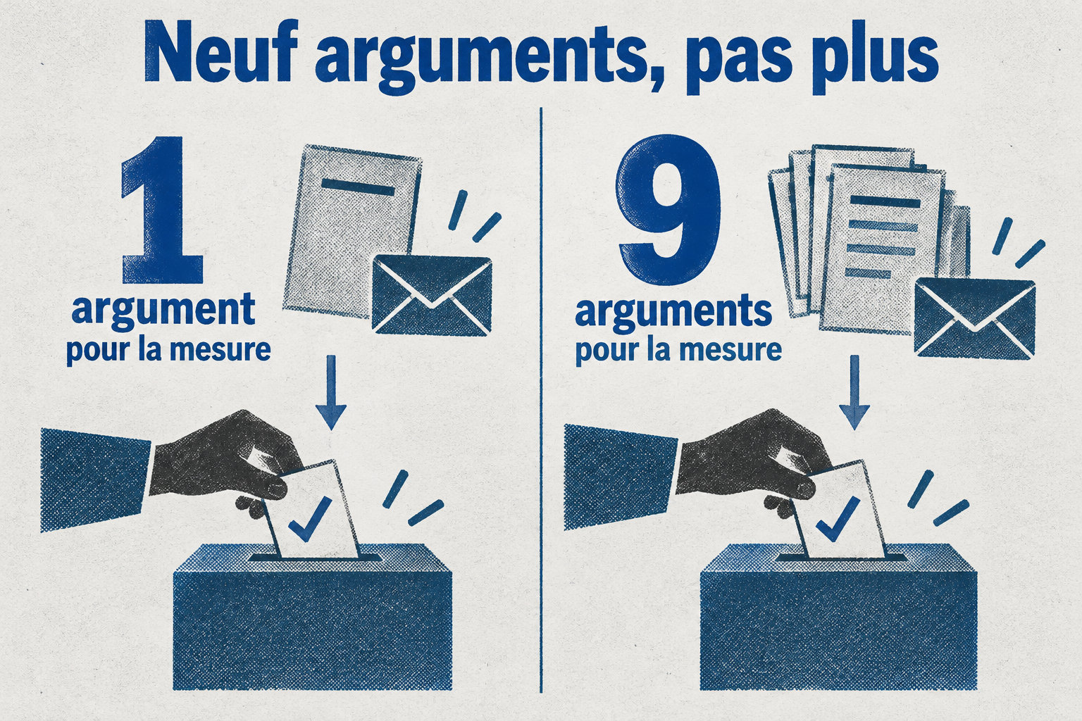 Un argument et neuf arguments en faveur de la mesure de vote convainquent tout autant.